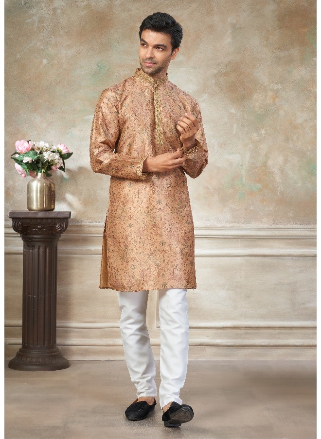 OUTLUK Peach Silk Kurta for Men - Image 1